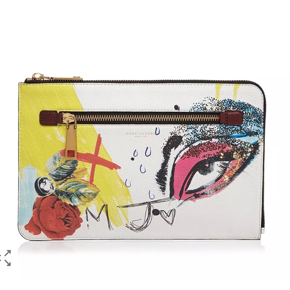 Marc Jacobs Clutch Bag in Leather Collage Print NWT
